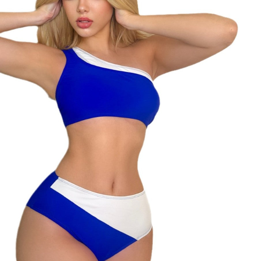 Off shoulder sexy patchwork bikini swimsuit