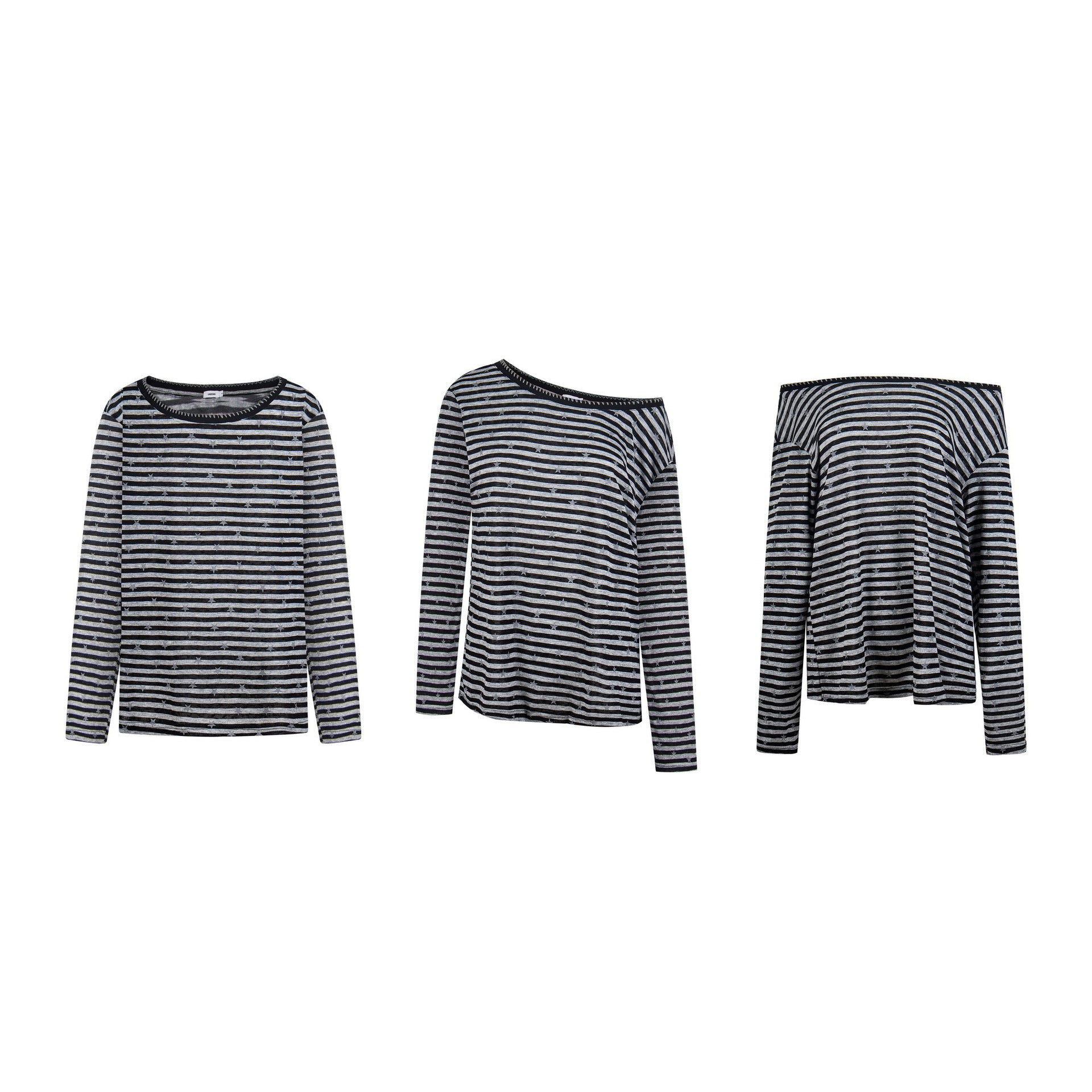Color-Blocked Stripe Hoodie Loose Long Sleeve Top