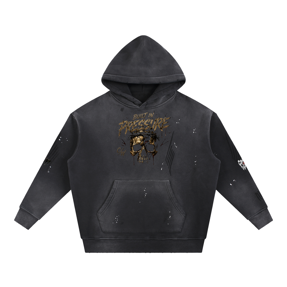 Vintage Washed Frayed Fleece Hoodie