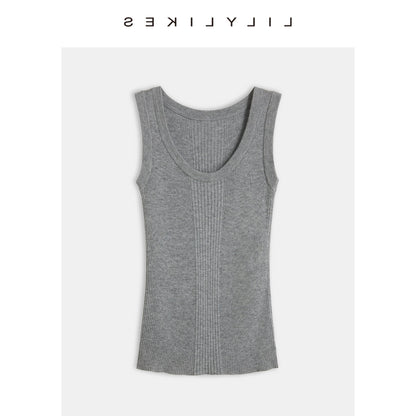 Ribbed Knit Vest - Multi-color Basic Layering Vest for Casual Wear, Travel, and Photography, Silk and Wool Blend