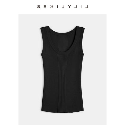 Ribbed Knit Vest - Multi-color Basic Layering Vest for Casual Wear, Travel, and Photography, Silk and Wool Blend