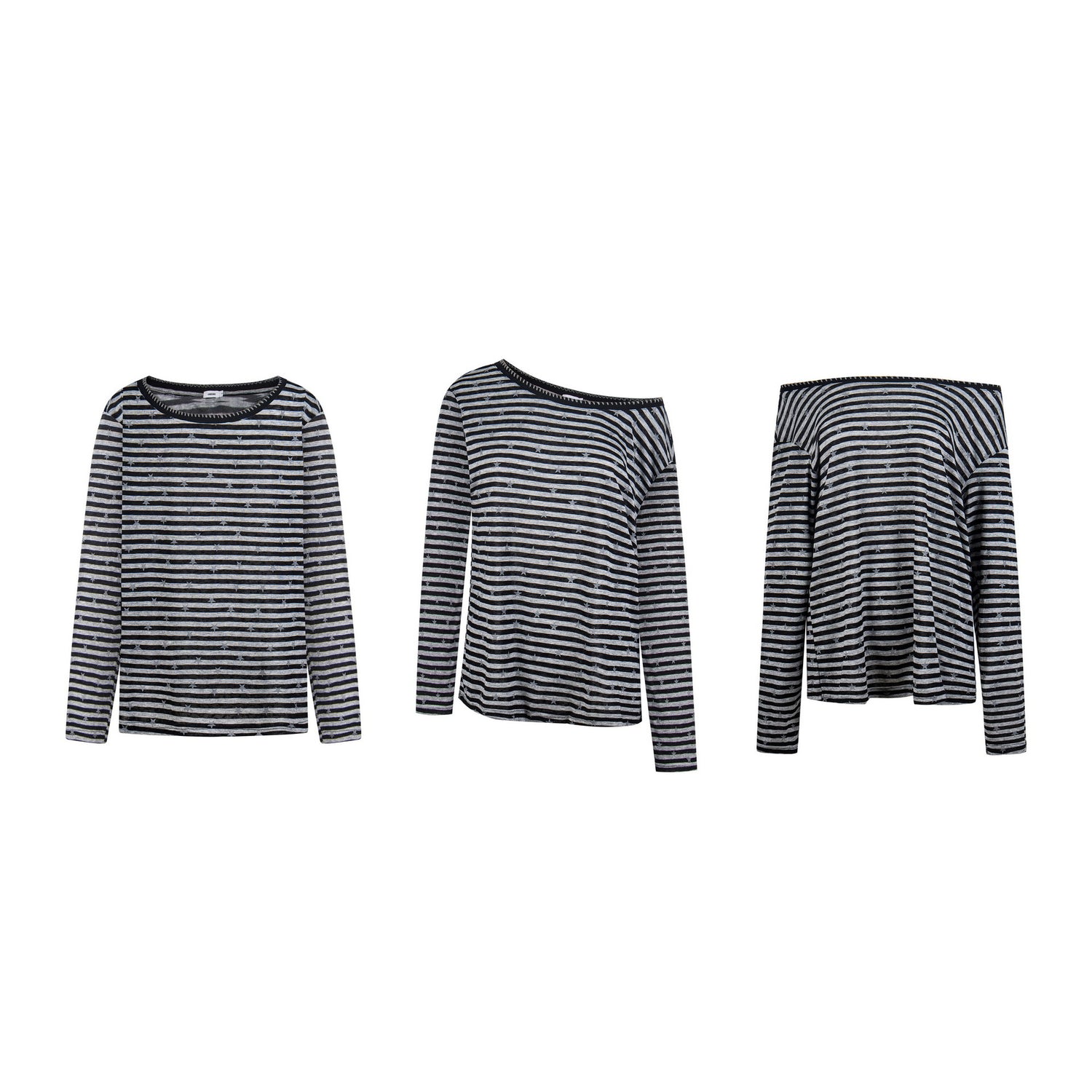 Color-Blocked Stripe Hoodie Loose Long Sleeve Top