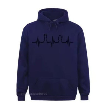 Chess Heartbeat 3D Digital Printed Long Sleeve Hoodie