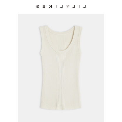 Ribbed Knit Vest - Multi-color Basic Layering Vest for Casual Wear, Travel, and Photography, Silk and Wool Blend