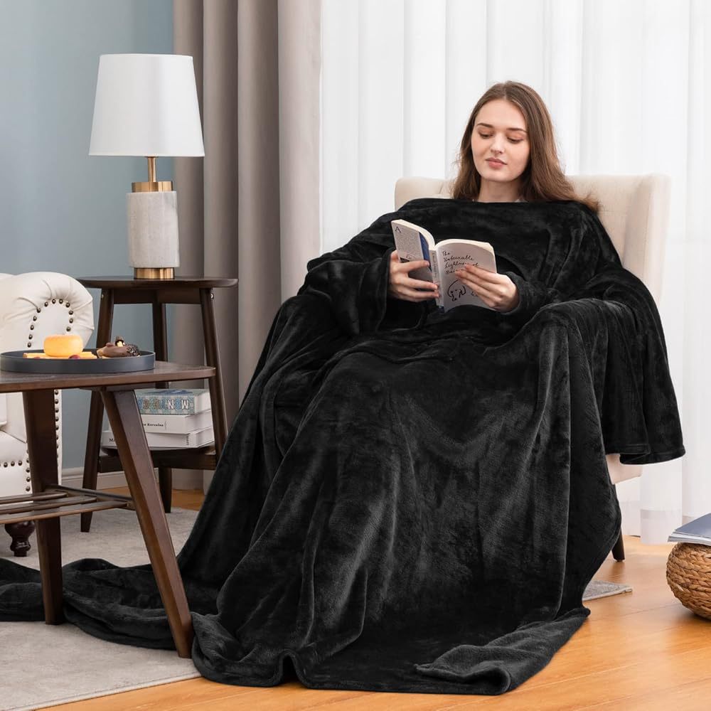 Classic Sherpa Hooded Blanket Warm Comfortable Wearable Cape Throw Soft Home TV Lounger Cloud Mink Fur