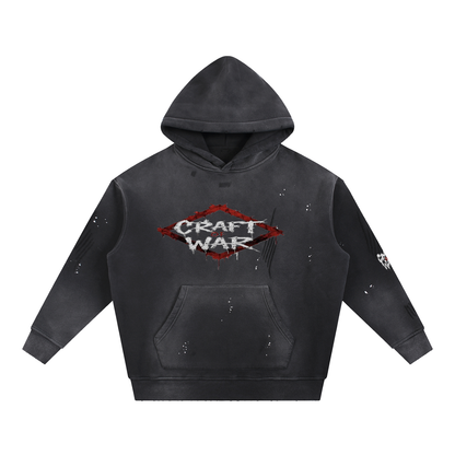 Vintage Washed Frayed Fleece Hoodie