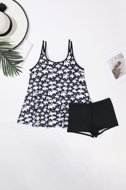 Printed split sexy Tankini swimsuit
