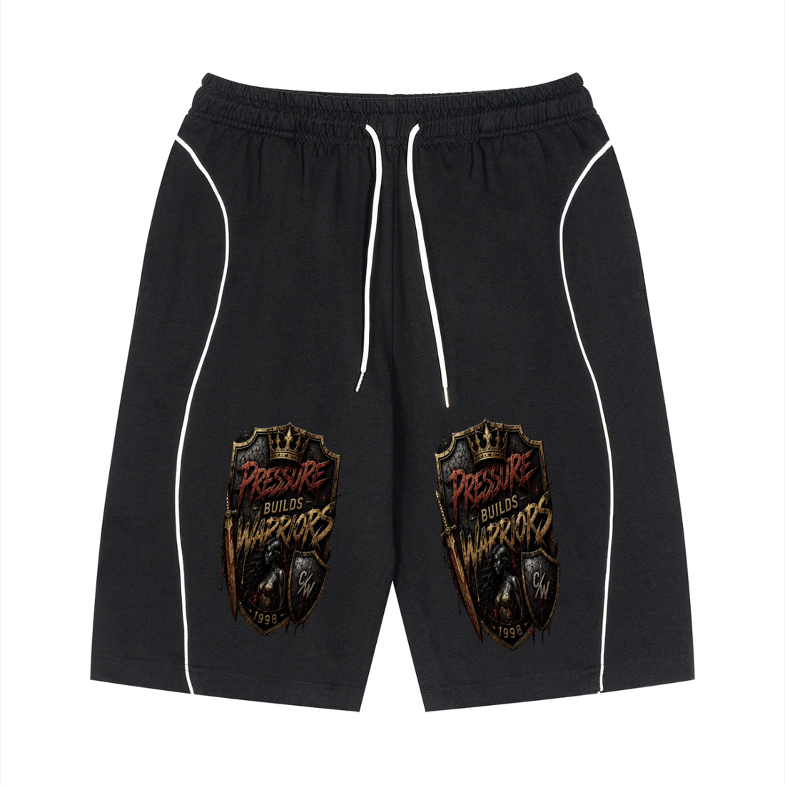 Unisex Piping Drawstring Shorts