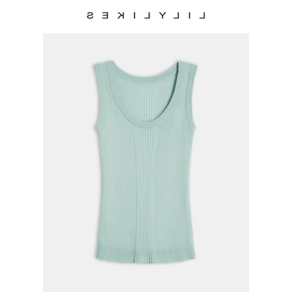 Ribbed Knit Vest - Multi-color Basic Layering Vest for Casual Wear, Travel, and Photography, Silk and Wool Blend