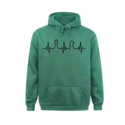 Chess Heartbeat 3D Digital Printed Long Sleeve Hoodie