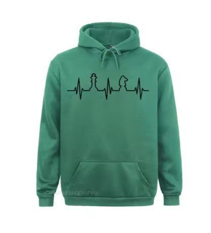 Chess Heartbeat 3D Digital Printed Long Sleeve Hoodie