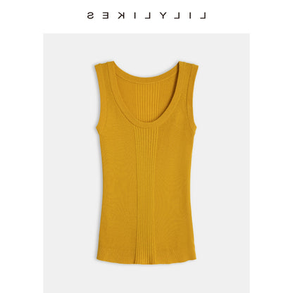 Ribbed Knit Vest - Multi-color Basic Layering Vest for Casual Wear, Travel, and Photography, Silk and Wool Blend