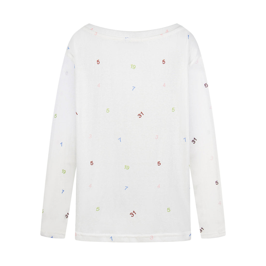Print Button Decor Long Sleeve T-Shirt Women Loose Round Neck Casual Top