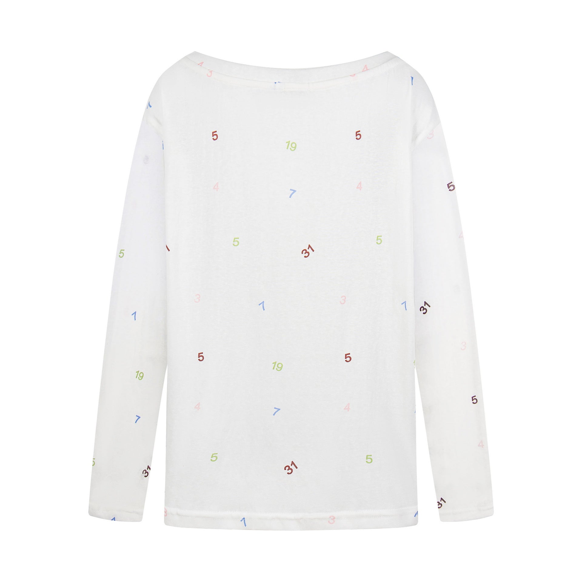 Print Button Decor Long Sleeve T-Shirt Women Loose Round Neck Casual Top