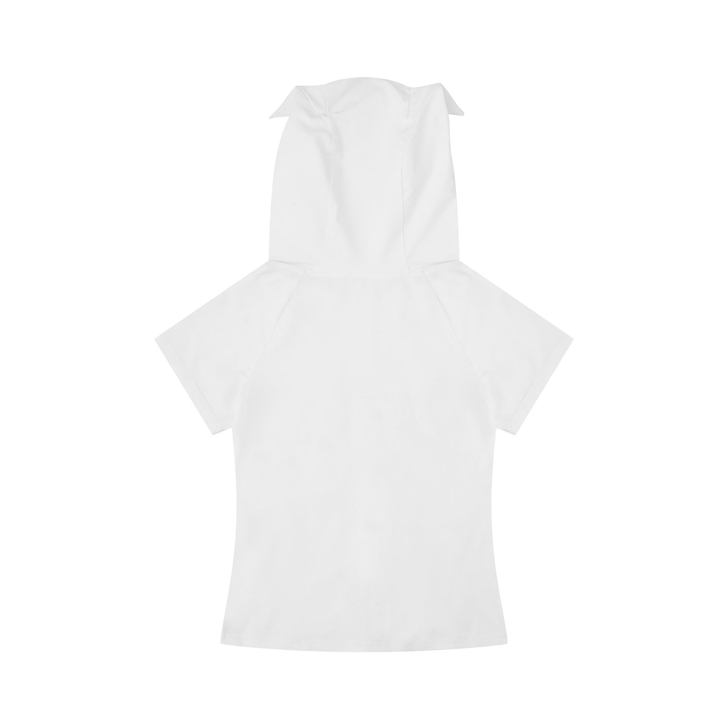 Cute Cat Ear Hoodie Short Sleeve Jacket for Women, Cartoon Guitar Print Slim Fit Top