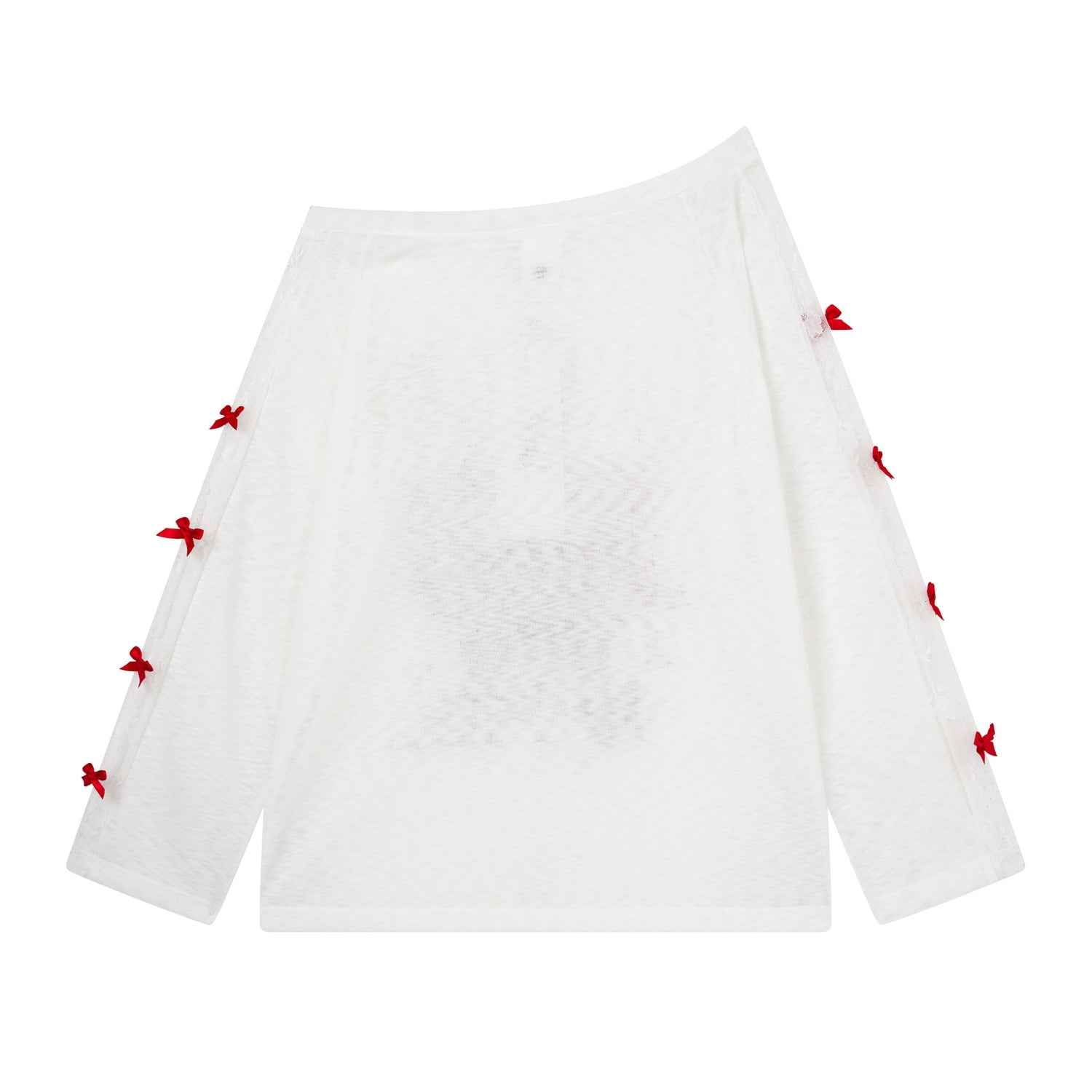 Sweet Girl Style Corset Top with Print, Asymmetrical Shoulder, Long Sleeve, Lace-up Belt, Butterfly Decoration