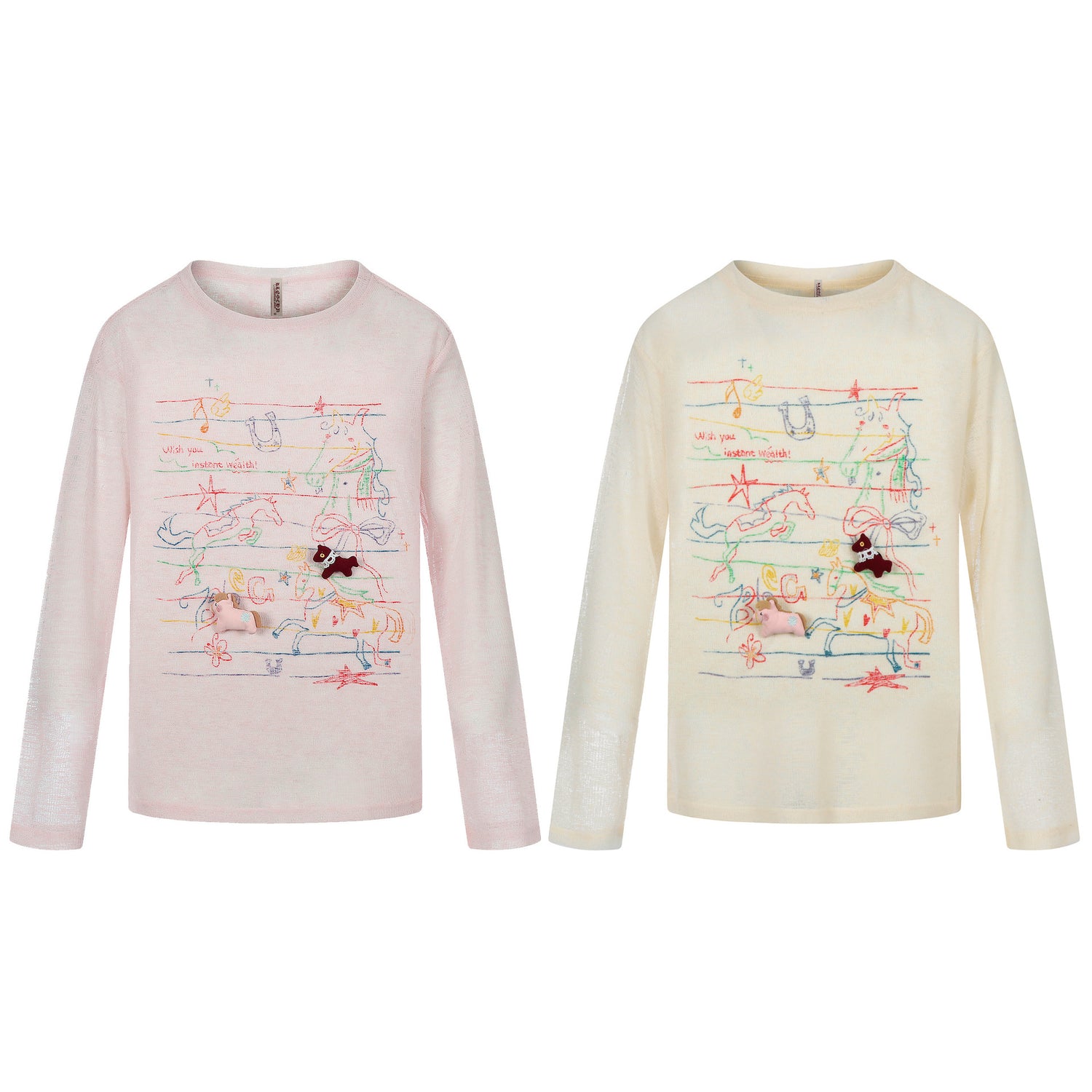 graffiti printed lightweight cover-up T-shirt breathable round neck loose sunscreen long sleeve
