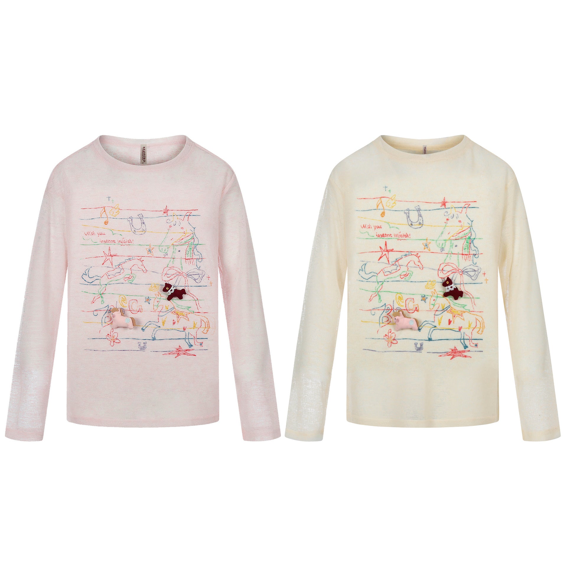 graffiti printed lightweight cover-up T-shirt breathable round neck loose sunscreen long sleeve