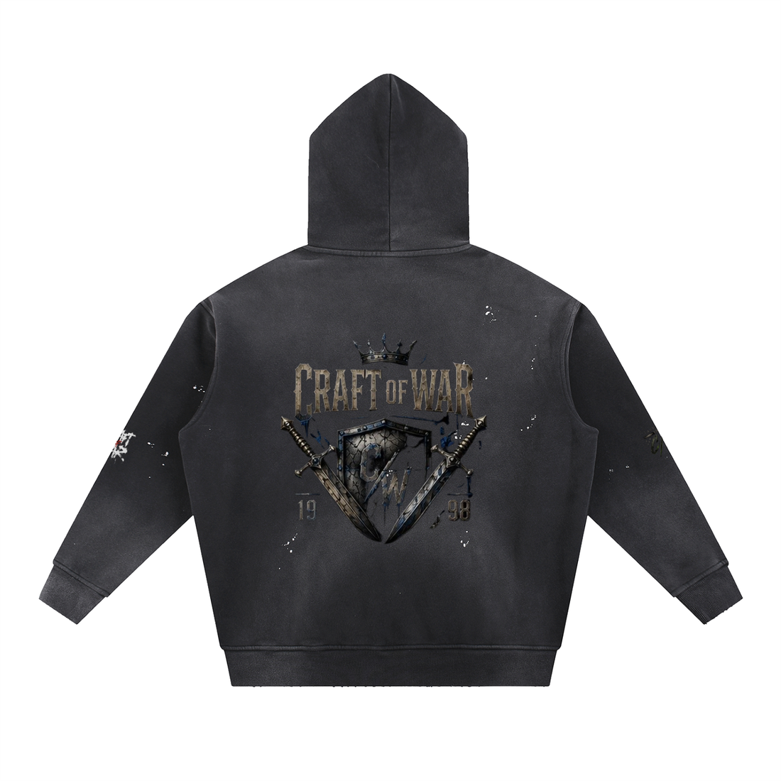 Vintage Washed Frayed Fleece Hoodie