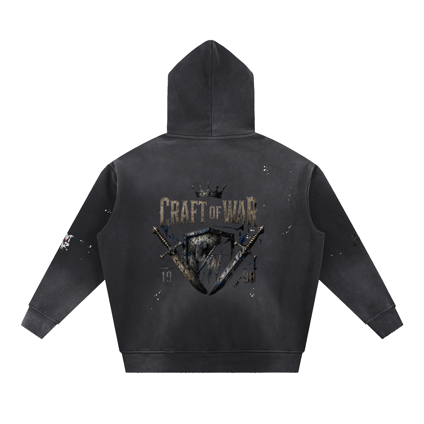 Vintage Washed Frayed Fleece Hoodie
