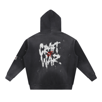 Vintage Washed Frayed Fleece Hoodie
