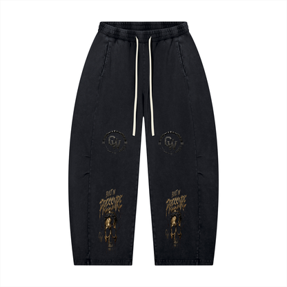 Unisex Mineral Wash Barrel Leg Pants